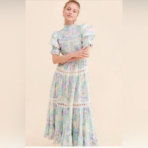 Love and liberation Elegant Multicolor Ruffle Maxi Dress